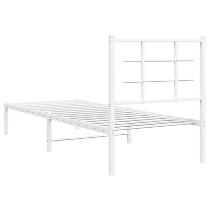 Estrutura de cama com cabeceira 75x190 cm metal branco