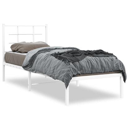 Estrutura de cama com cabeceira 75x190 cm metal branco