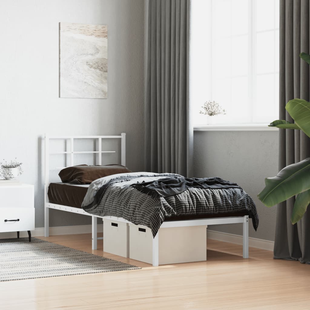 Estrutura de cama com cabeceira 80x200 cm metal branco