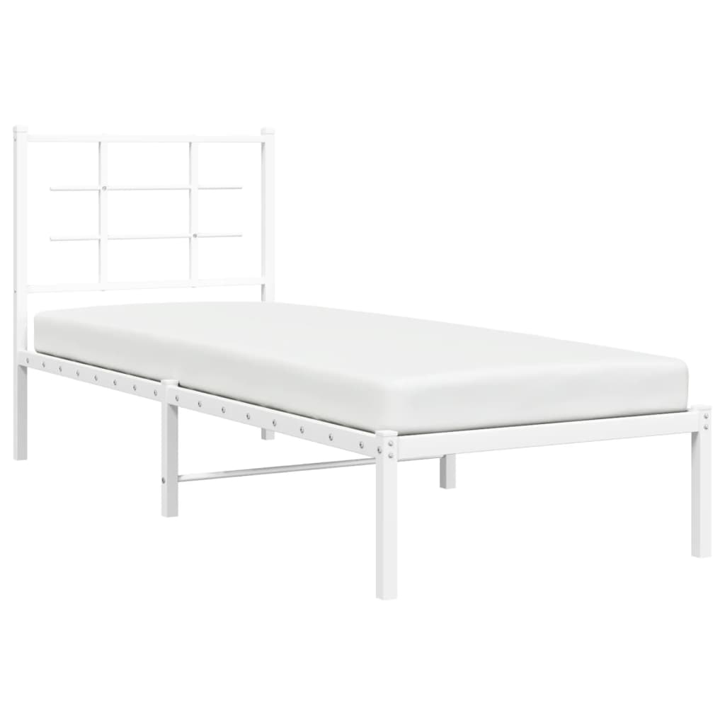 Estrutura de cama com cabeceira 80x200 cm metal branco