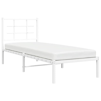 Estrutura de cama com cabeceira 80x200 cm metal branco