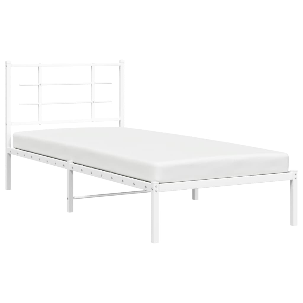 Estrutura de cama com cabeceira 90x200 cm metal branco