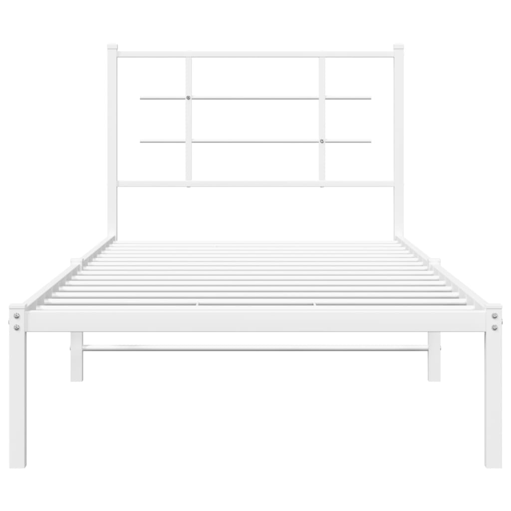 Estrutura de cama com cabeceira 90x200 cm metal branco