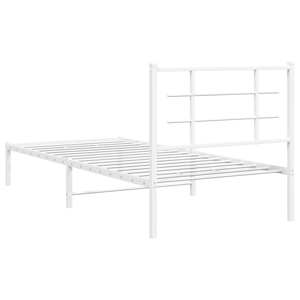 Estrutura de cama com cabeceira 90x200 cm metal branco