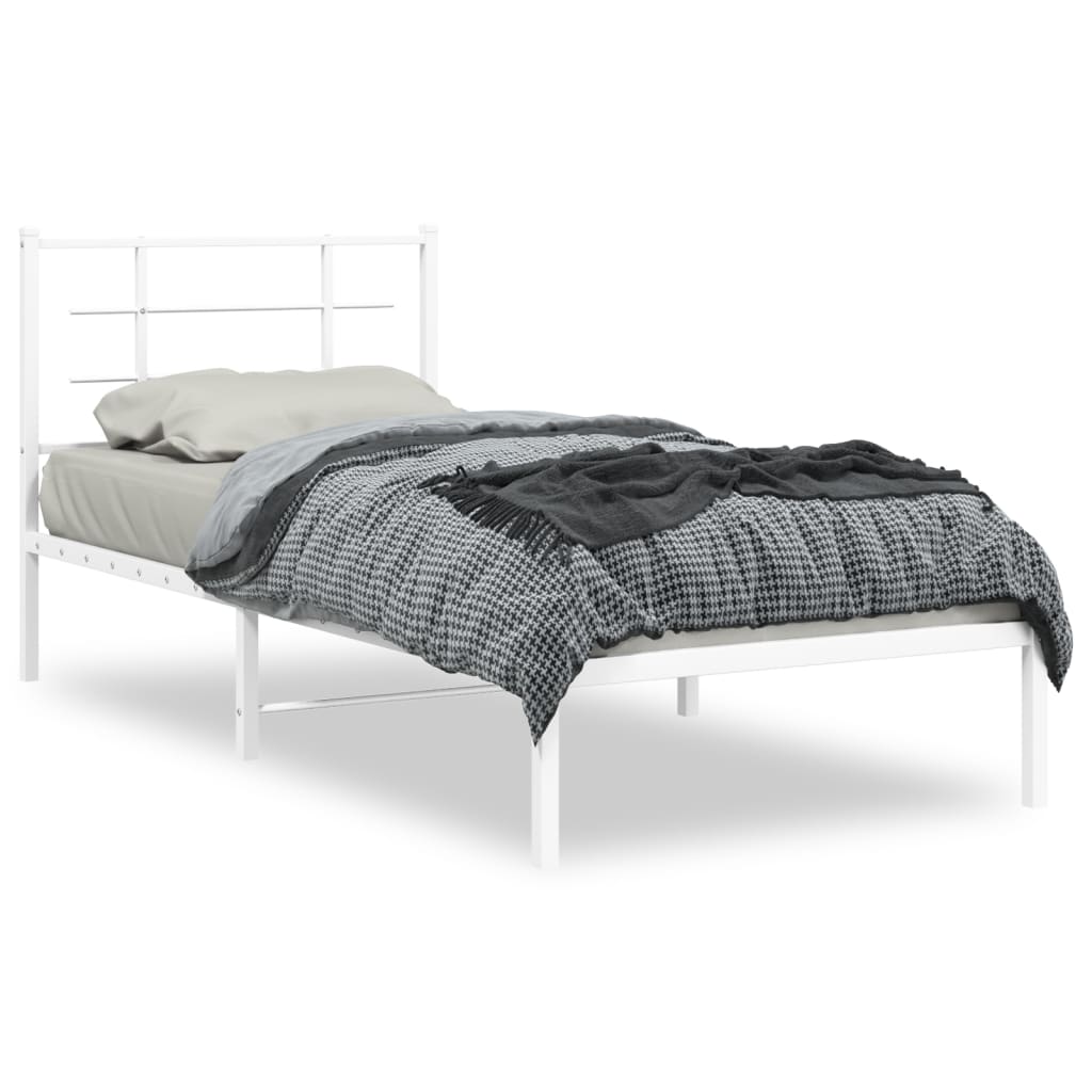 Estrutura de cama com cabeceira 90x200 cm metal branco