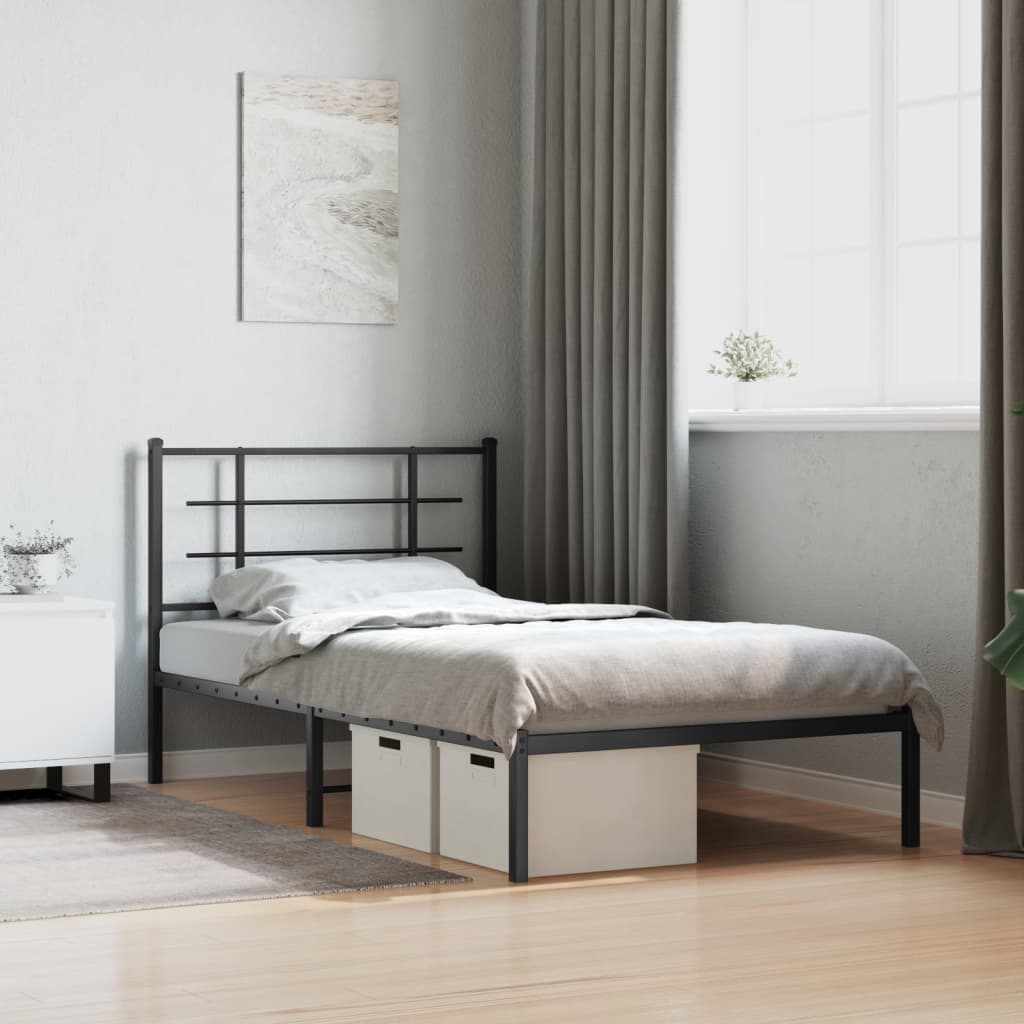 Estrutura de cama com cabeceira 100x190 cm metal branco