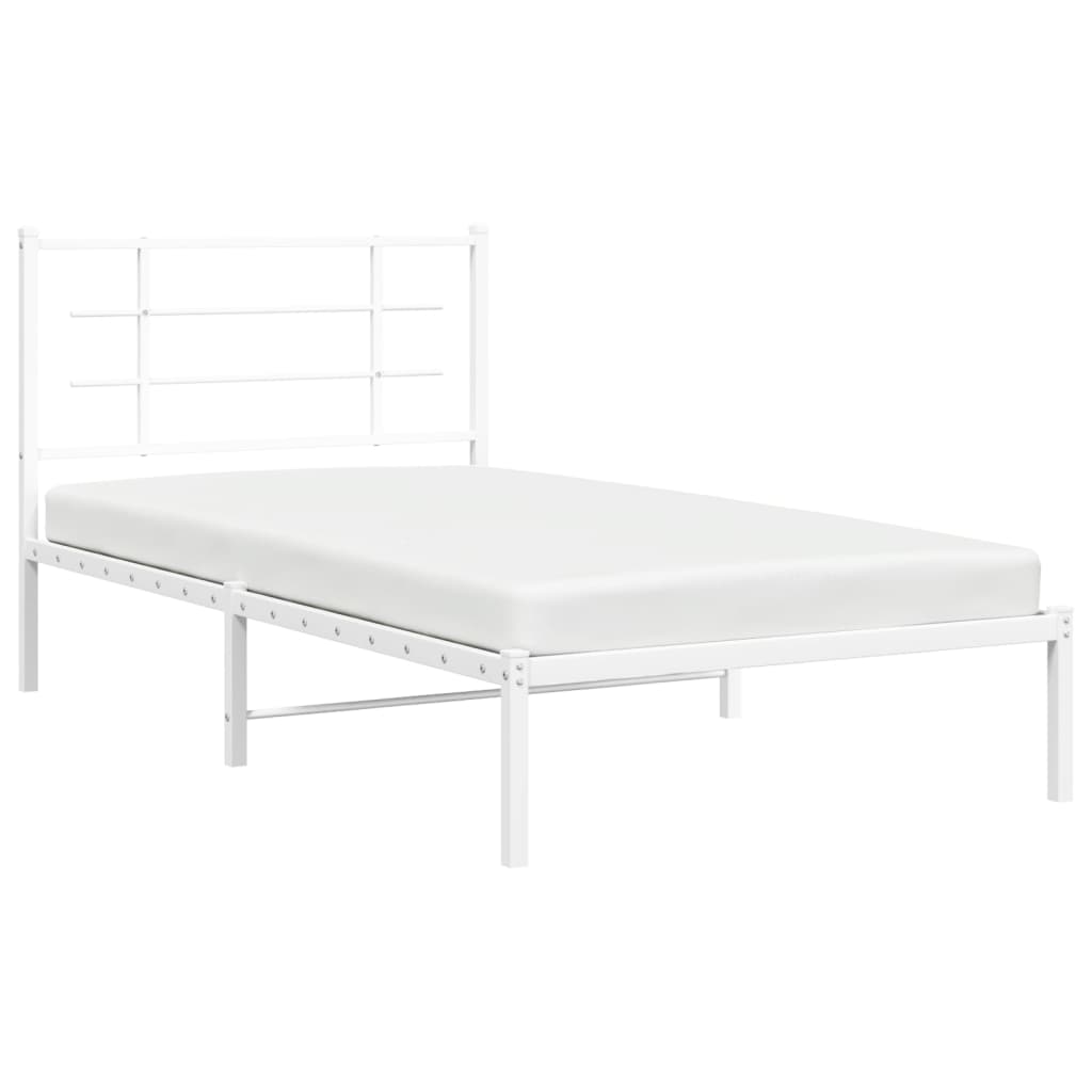 Estrutura de cama com cabeceira 100x190 cm metal branco