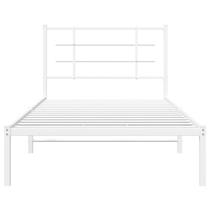 Estrutura de cama com cabeceira 100x190 cm metal branco