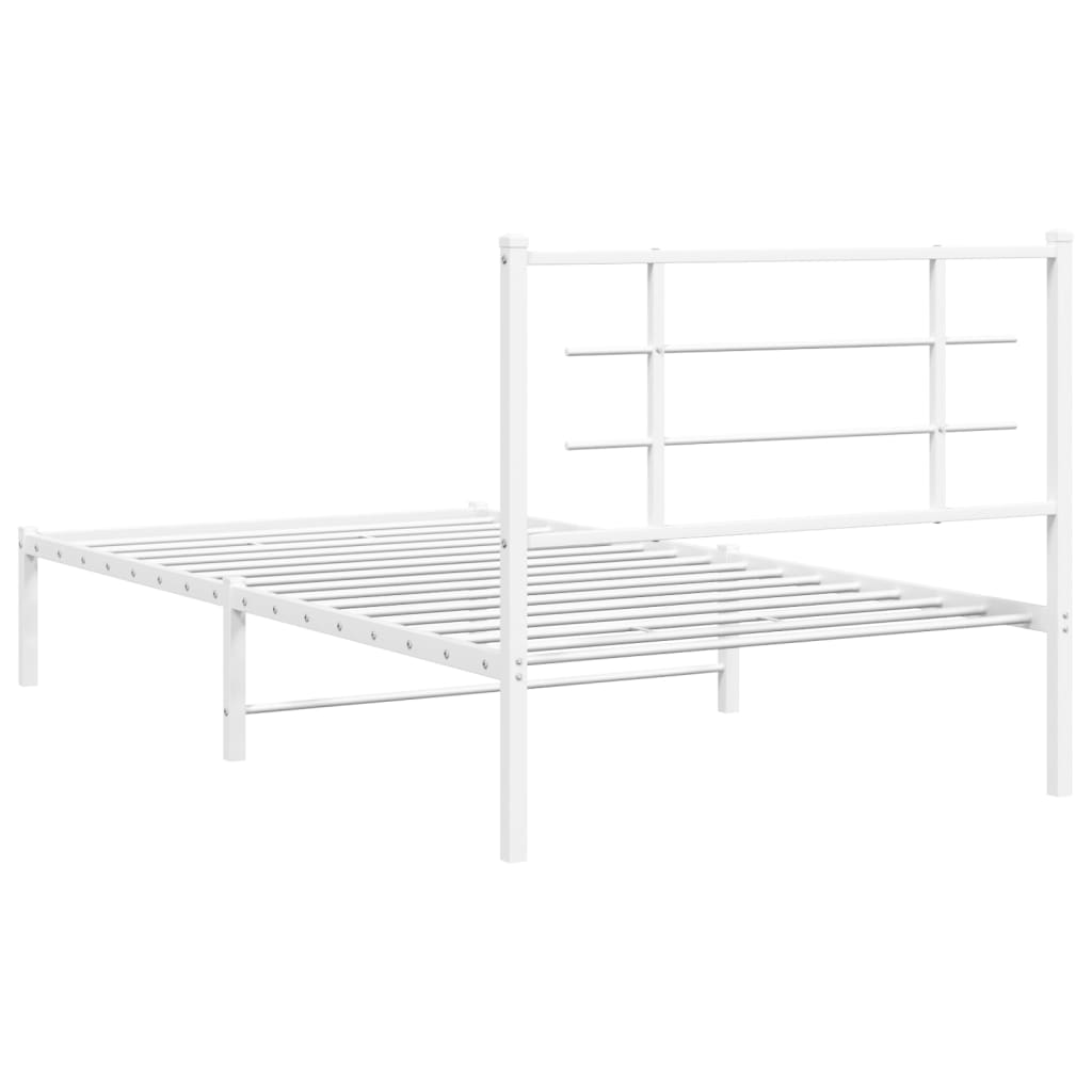 Estrutura de cama com cabeceira 100x190 cm metal branco