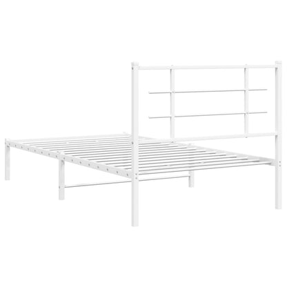 Estrutura de cama com cabeceira 100x190 cm metal branco