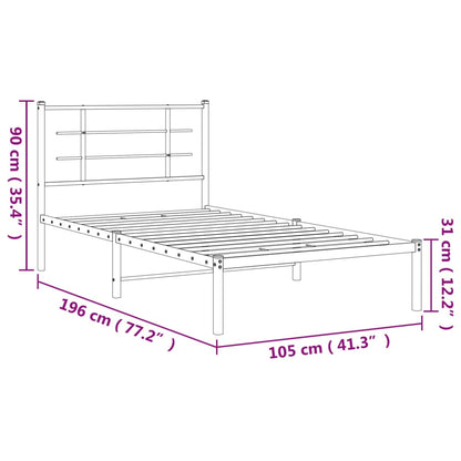 Estrutura de cama com cabeceira 100x190 cm metal branco