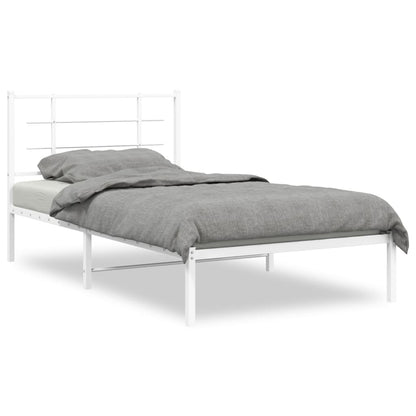 Estrutura de cama com cabeceira 100x190 cm metal branco