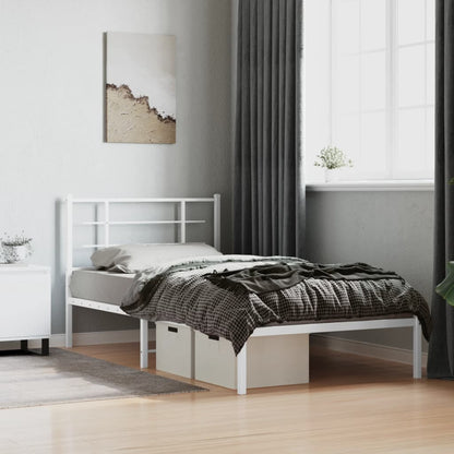 Estrutura de cama com cabeceira 100x200 cm metal branco