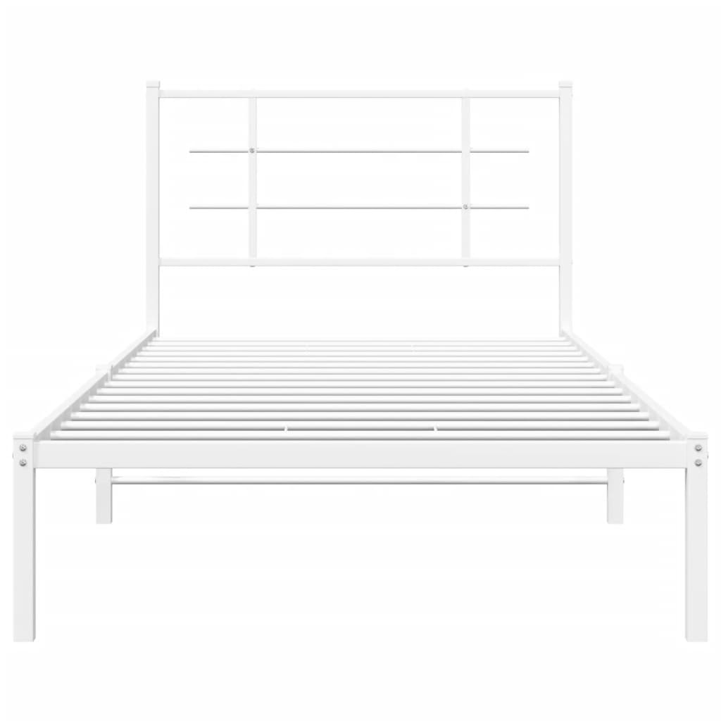 Estrutura de cama com cabeceira 100x200 cm metal branco