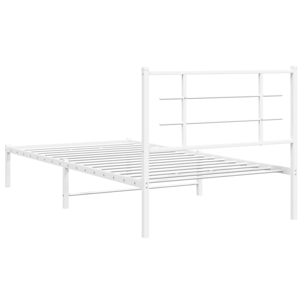 Estrutura de cama com cabeceira 100x200 cm metal branco