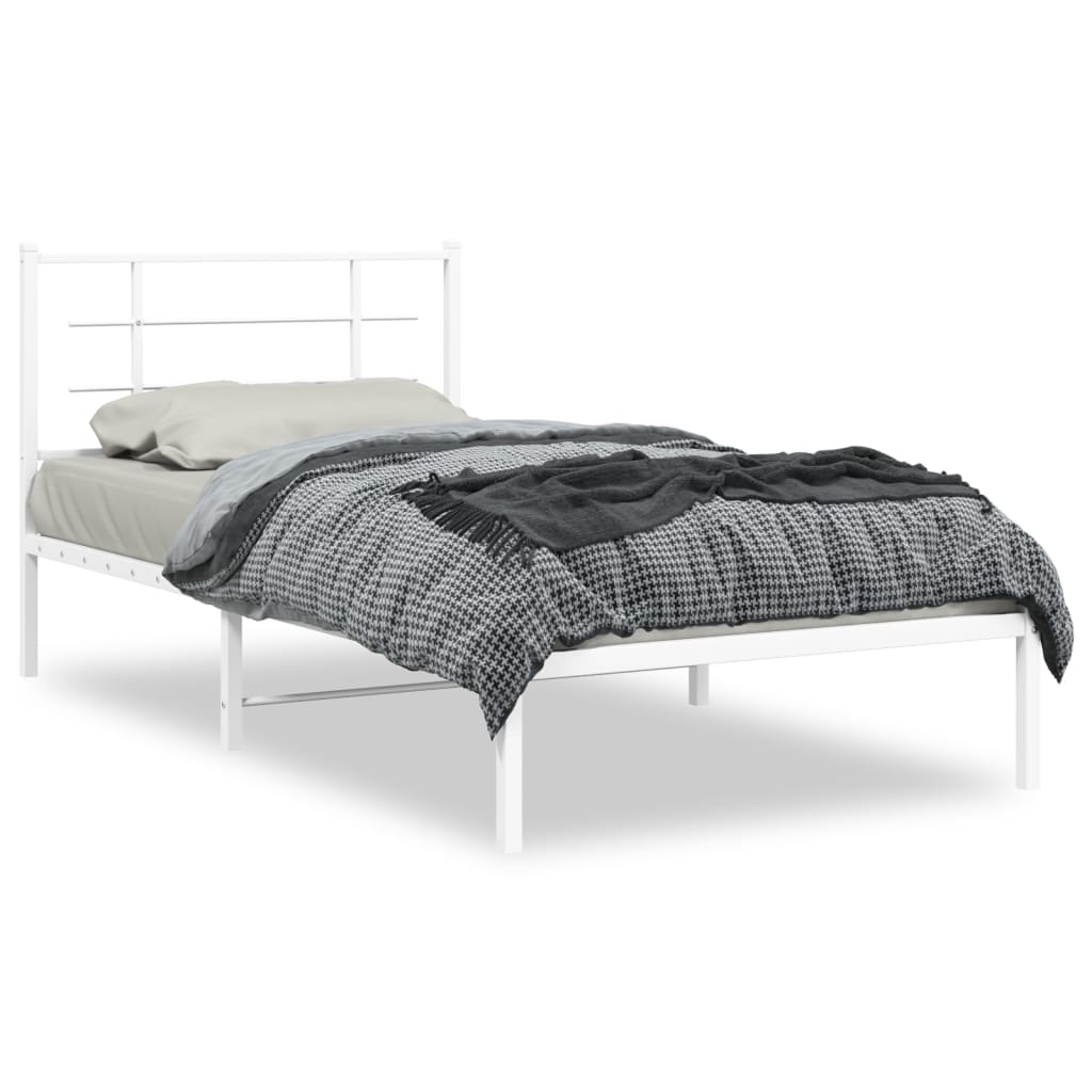 Estrutura de cama com cabeceira 100x200 cm metal branco