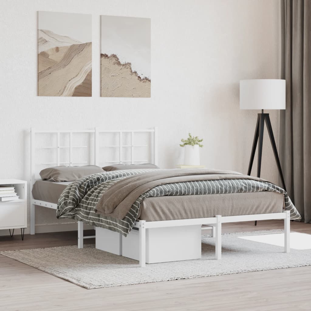 Estrutura de cama com cabeceira 120x190 cm metal branco