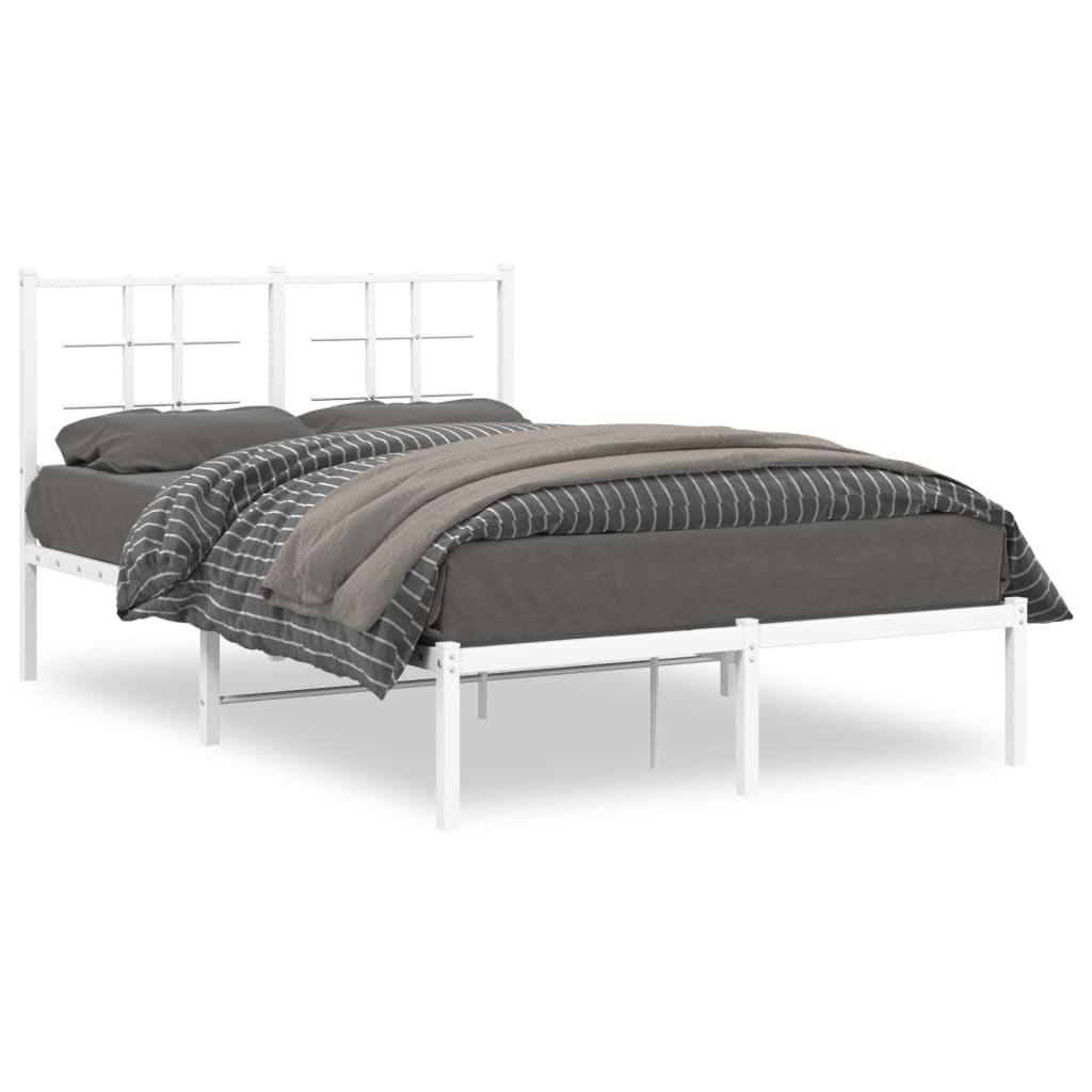 Estrutura de cama com cabeceira 120x190 cm metal branco