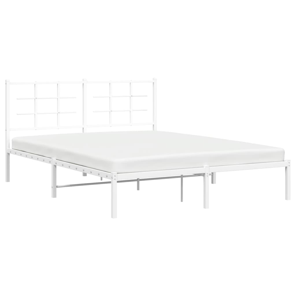 Estrutura de cama com cabeceira 150x200 cm metal branco