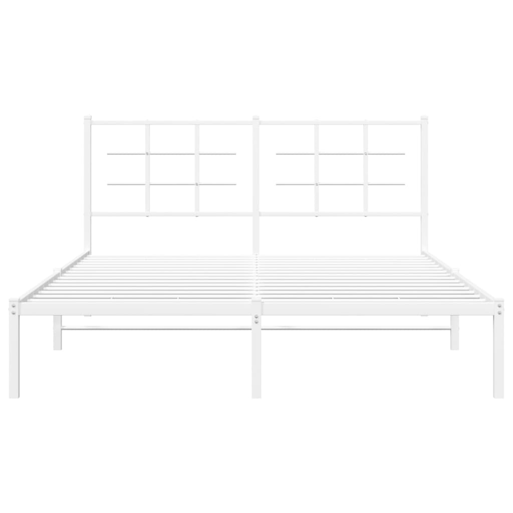 Estrutura de cama com cabeceira 150x200 cm metal branco