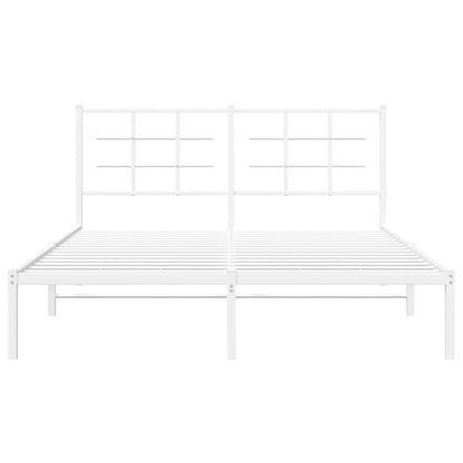 Estrutura de cama com cabeceira 150x200 cm metal branco