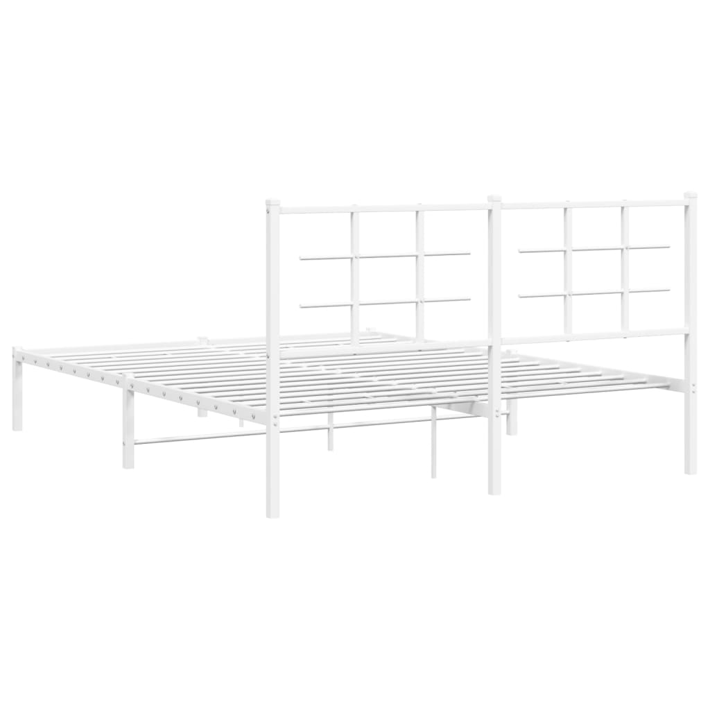 Estrutura de cama com cabeceira 150x200 cm metal branco