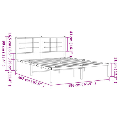 Estrutura de cama com cabeceira 150x200 cm metal branco