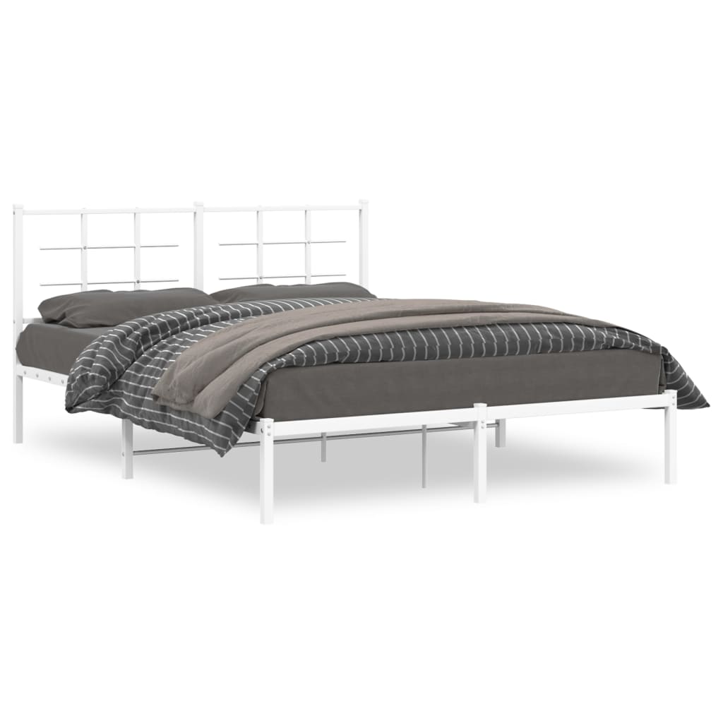 Estrutura de cama com cabeceira 150x200 cm metal branco