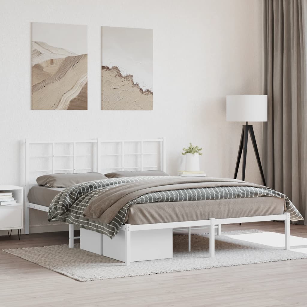 Estrutura de cama com cabeceira 160x200 cm metal branco