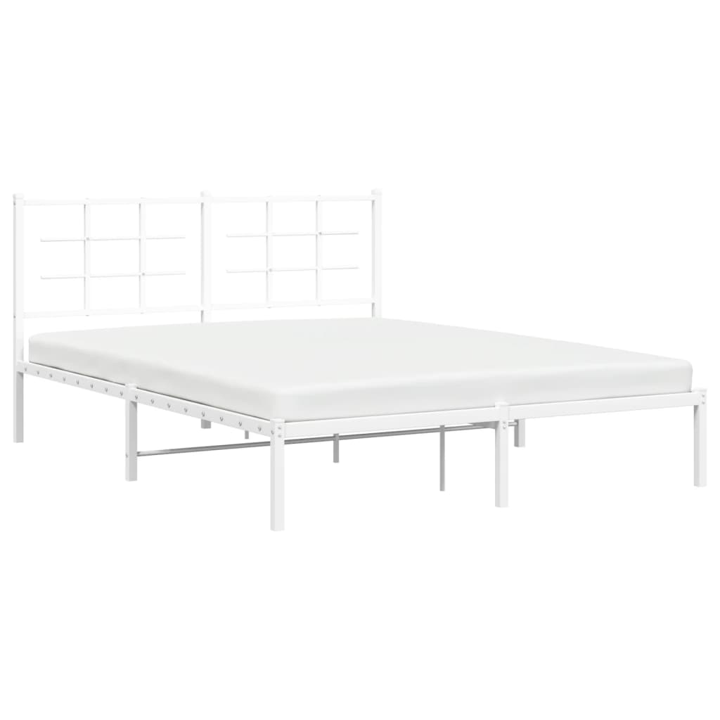 Estrutura de cama com cabeceira 160x200 cm metal branco