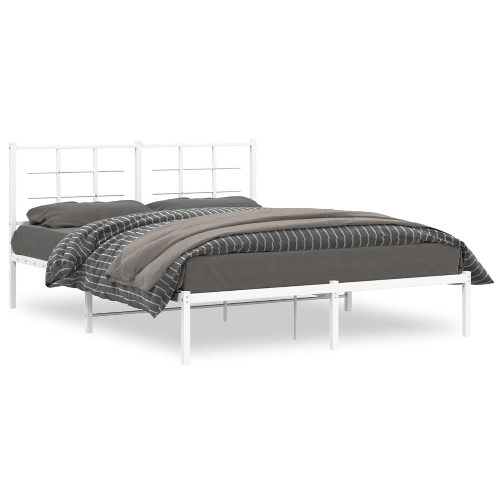 Estrutura de cama com cabeceira 160x200 cm metal branco