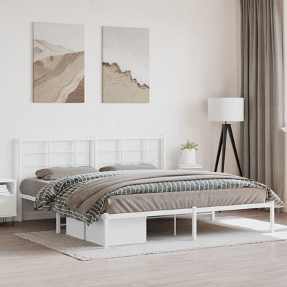 Estrutura de cama com cabeceira 183x213 cm metal branco