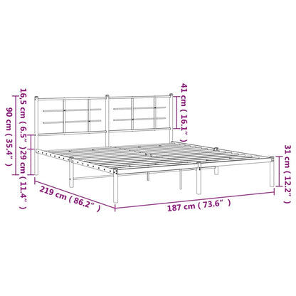 Estrutura de cama com cabeceira 183x213 cm metal branco