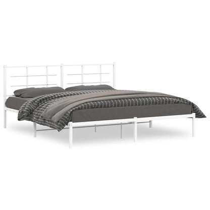 Estrutura de cama com cabeceira 183x213 cm metal branco