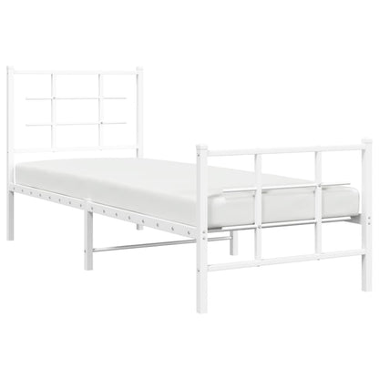 Estrutura de cama com cabeceira e pés 75x190 cm metal branco