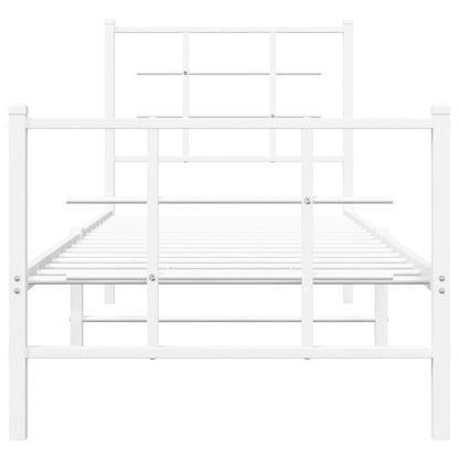 Estrutura de cama com cabeceira e pés 75x190 cm metal branco