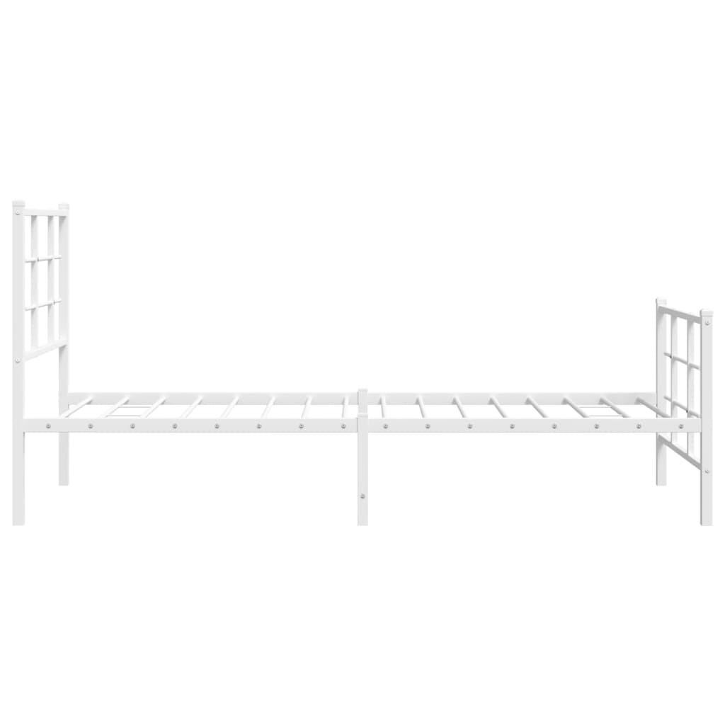 Estrutura de cama com cabeceira e pés 75x190 cm metal branco