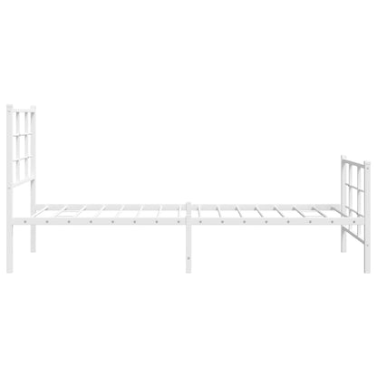 Estrutura de cama com cabeceira e pés 75x190 cm metal branco