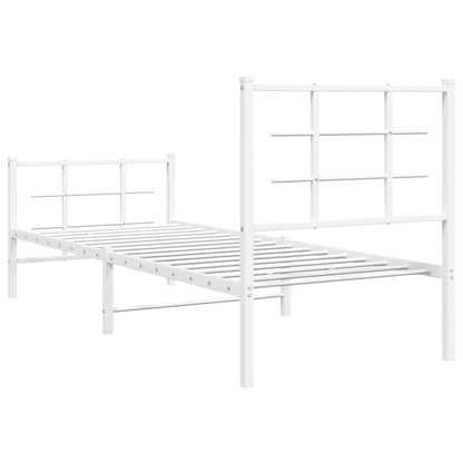 Estrutura de cama com cabeceira e pés 75x190 cm metal branco