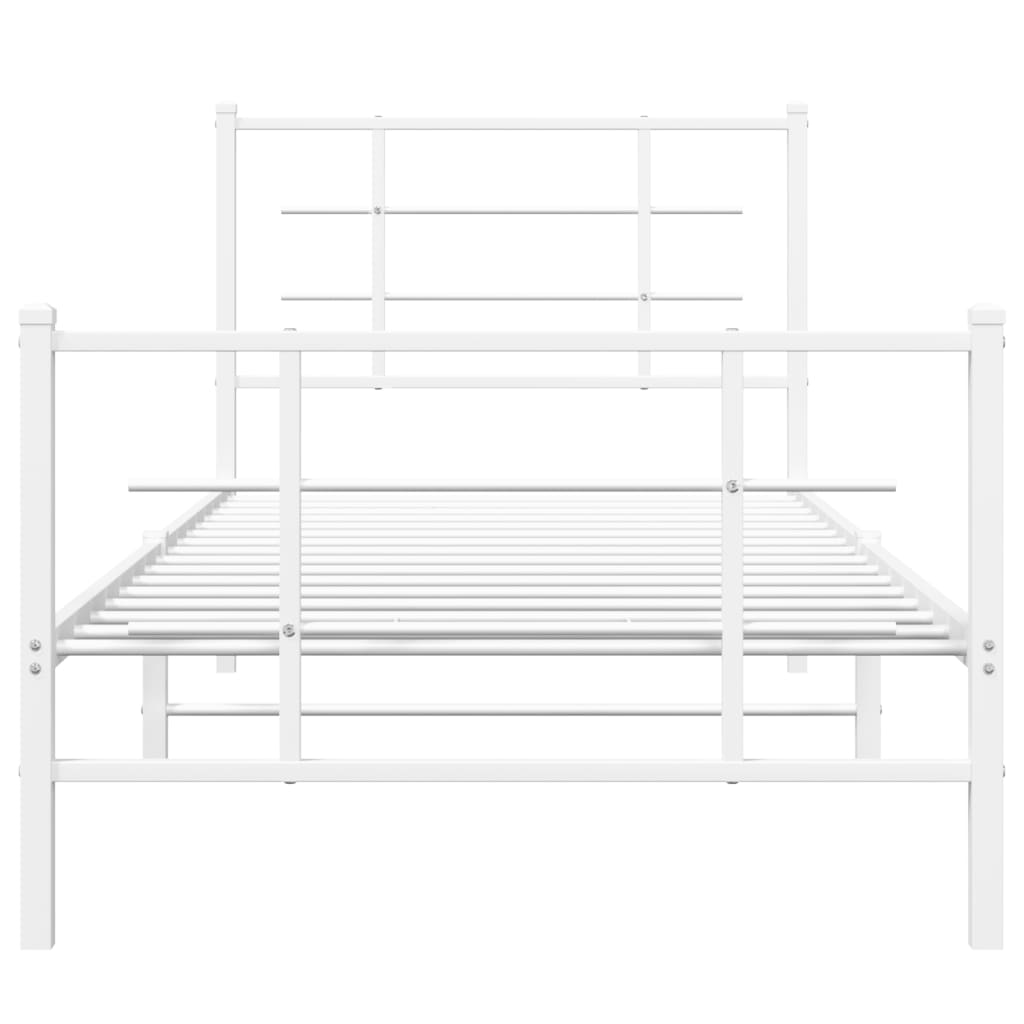 Estrutura de cama com cabeceira e pés 90x190 cm metal branco