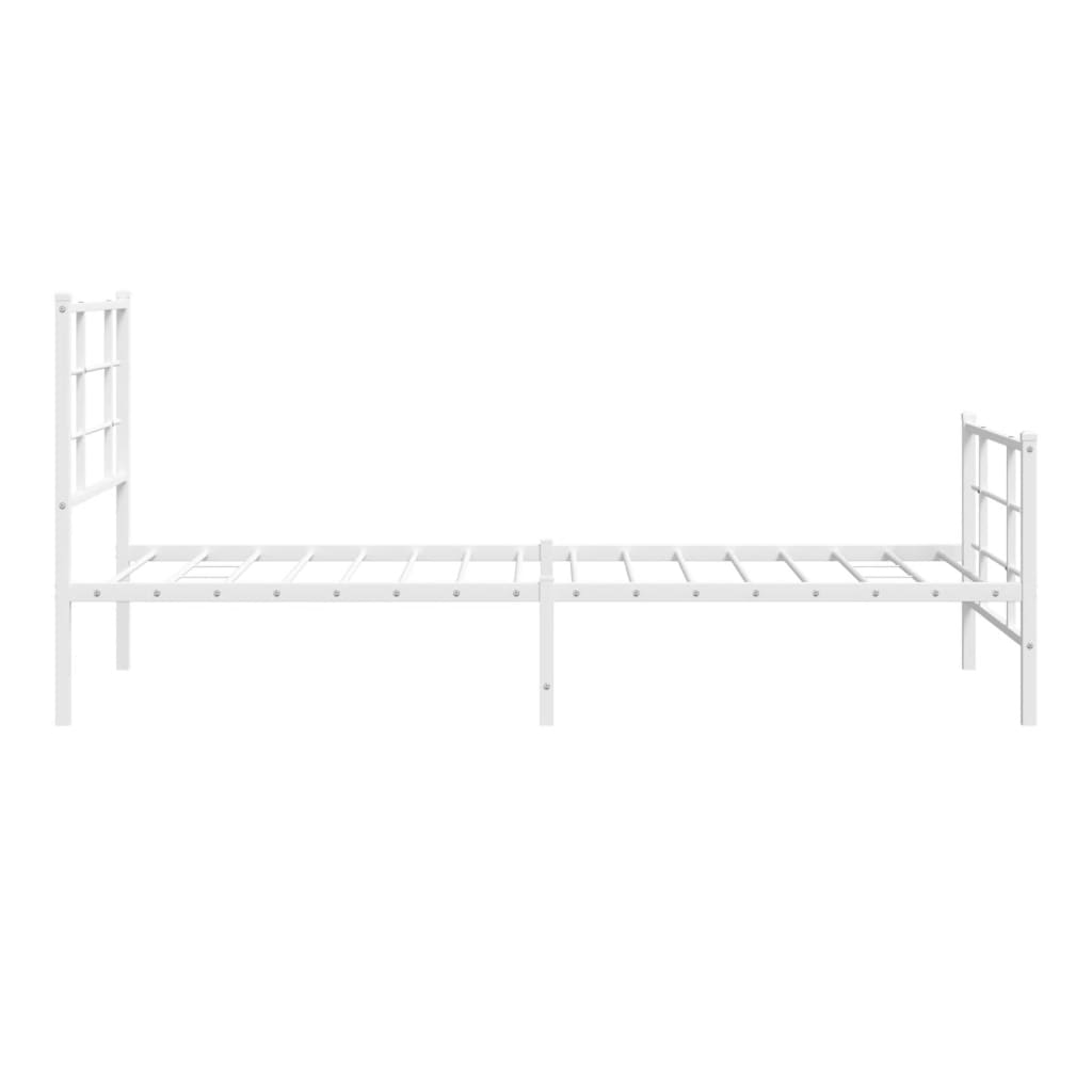 Estrutura de cama com cabeceira e pés 90x190 cm metal branco