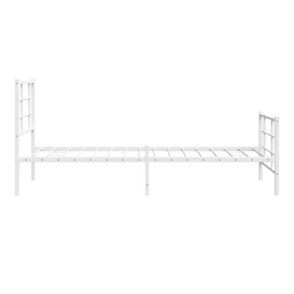 Estrutura de cama com cabeceira e pés 90x190 cm metal branco