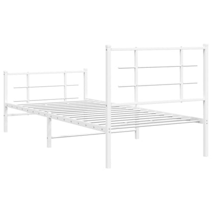 Estrutura de cama com cabeceira e pés 90x190 cm metal branco