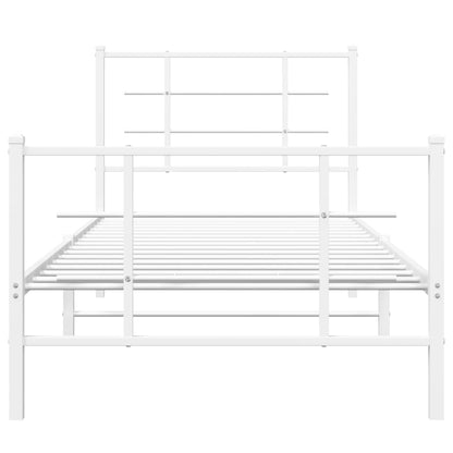 Estrutura de cama com cabeceira e pés 90x200 cm metal branco