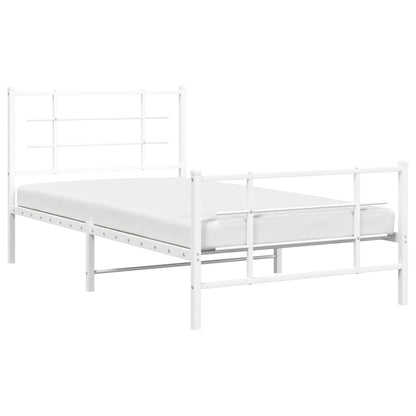 Estrutura de cama com cabeceira e pés 100x190 cm metal branco