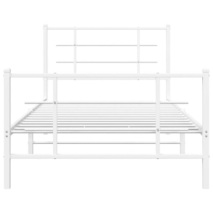 Estrutura de cama com cabeceira e pés 100x190 cm metal branco