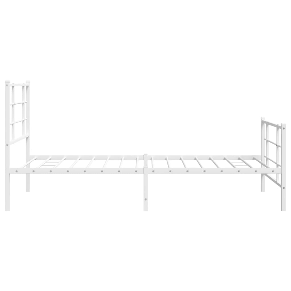 Estrutura de cama com cabeceira e pés 100x190 cm metal branco