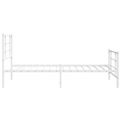 Estrutura de cama com cabeceira e pés 100x190 cm metal branco