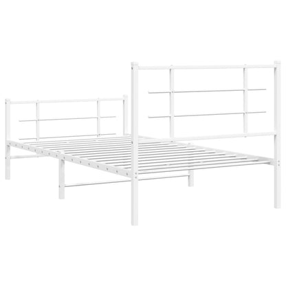 Estrutura de cama com cabeceira e pés 100x190 cm metal branco