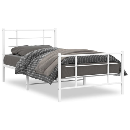 Estrutura de cama com cabeceira e pés 100x190 cm metal branco